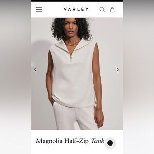 NWT Varley Magnolia Half Zip Tank- Ivory Marl XXS